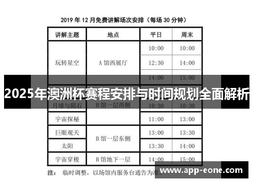2025年澳洲杯赛程安排与时间规划全面解析 2025年澳洲杯赛程安排与时间规划全面解析